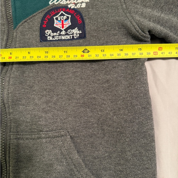 Jacket Casual Wear Boys Kids Cozy Fleece Gray Green Embroidered Size 11/12 - Picture 10 of 11